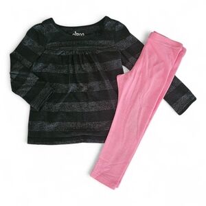Toddler Girls Outfit Black Shimmer Top & Pink Leggings Size 2T Circo